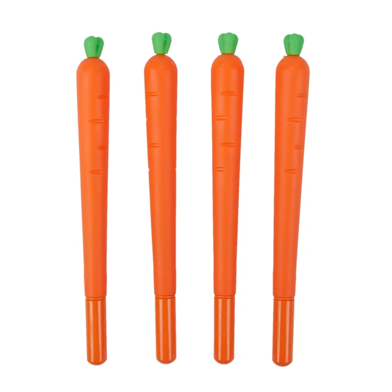 

4 pcs Novelty Carrots Pen plastic Black ink Cute Vegetable for office and school supplies gift for kids