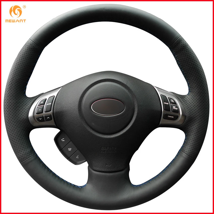 MEWANT Black Artificial Leather Steering Wheel Covers for Subaru