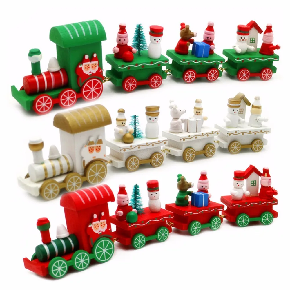 New 2017 Charming Christmas Wooden Train Tree Ornament Decor Kid