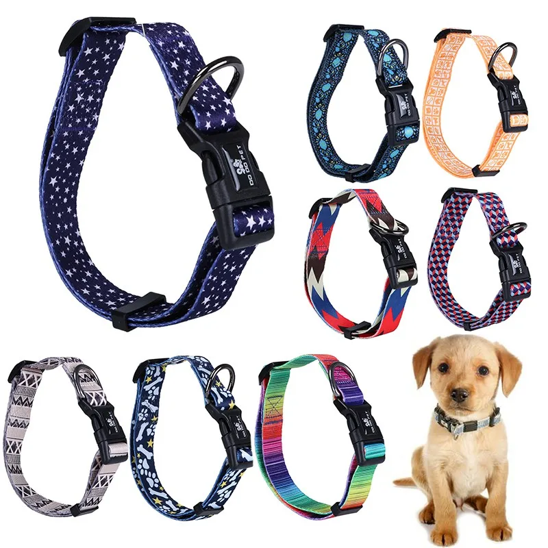

19 Colors Adjustable Rainbow Nylon Strap Dog Collar For Small And Big Pet Dogs Collars SML