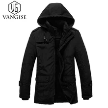 VanGise 2017 Fashion Hooded Long trench coat men Thick Winter parkas jacket men’s Warm trench coat male Casual Cotton overcoat