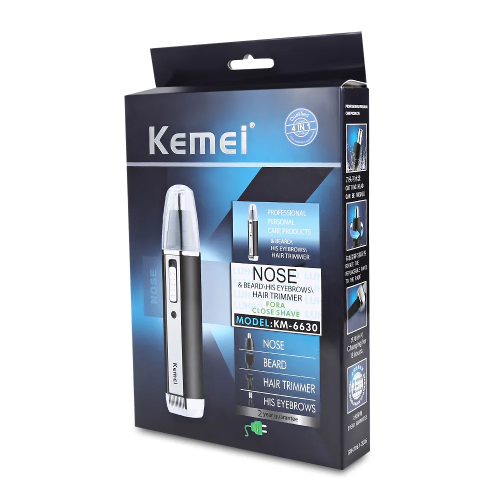 Kemei KM 6630 4 в 1 триммер для носа и ушей перезаряжаемый электрический ухо