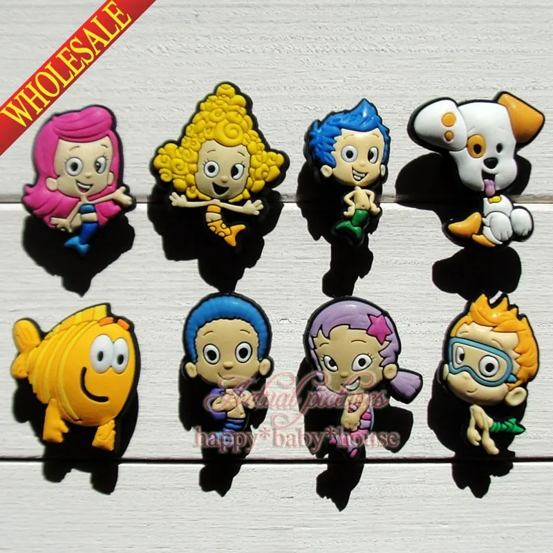 

40PCS Bubble Guppies PVC Shoe Charms Shoe Buckles Fit For Jibz Croc Shoes & wristbands with Holes, Hot Selling,Party Supplies