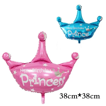 

PHLUMY 1 piece 15inch Princess Crown Foil Balloons Pink Blue Balloons Birthday Party Decorations Kids Party Supplies for Baby