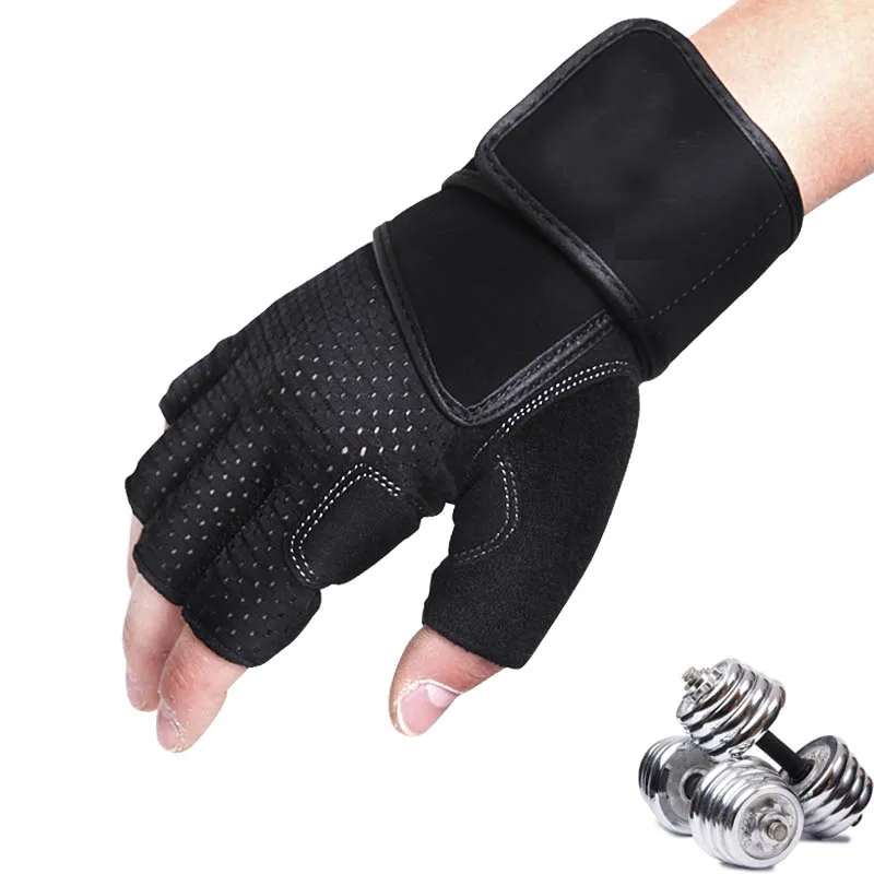 

TNINE Black Fingerless Gloves Fitness Gloves Breathable Half Finger Gloves for Man/Women Weightlifting Equipment Training Gloves