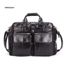 YUPINXUAN Cow Leather Briefcases for Men Retro Cowhide Laptop Bags 14″ Computer Messenger Bag Vintage Briefcase Large Capacity