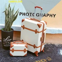 CARRYLOVE модные чемодан в стиле ретро серии 20/22/24/26 дюймов Сумки из натуральной кожи+ прокатки Чемодан фирменный туристический чемодан на вращающихся колесиках