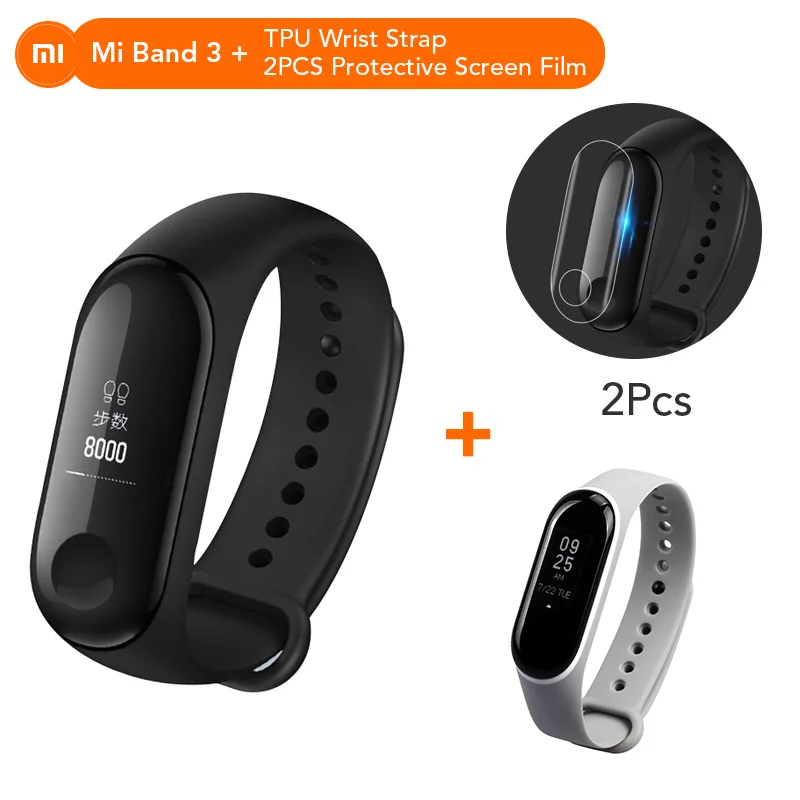 Xiaomi mi-браслет 3 Xio mi пульсометр Bluetooth 4,2 умный спортивный браслет OLED mi band 3 Smartband разноцветные ремни - Цвет: Add NO.3 Strap