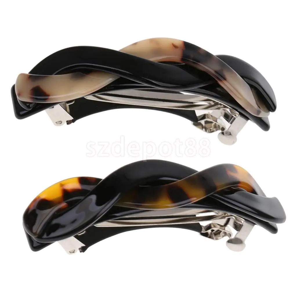 2Pcs Japanese Twist Spring Hair Clip Barrette Hairpin Clamp Ponytail Holder