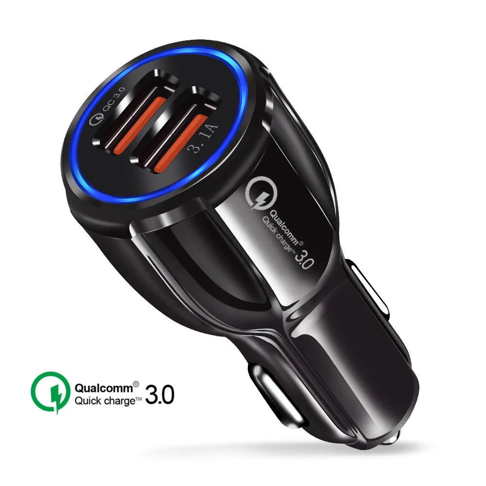 Car USB Charger Quick Charge 3.0 QC2.0 Mobile Phone Charger 2 Port USB Fast Car Charger for iPhone Samsung Tablet Car-Charger