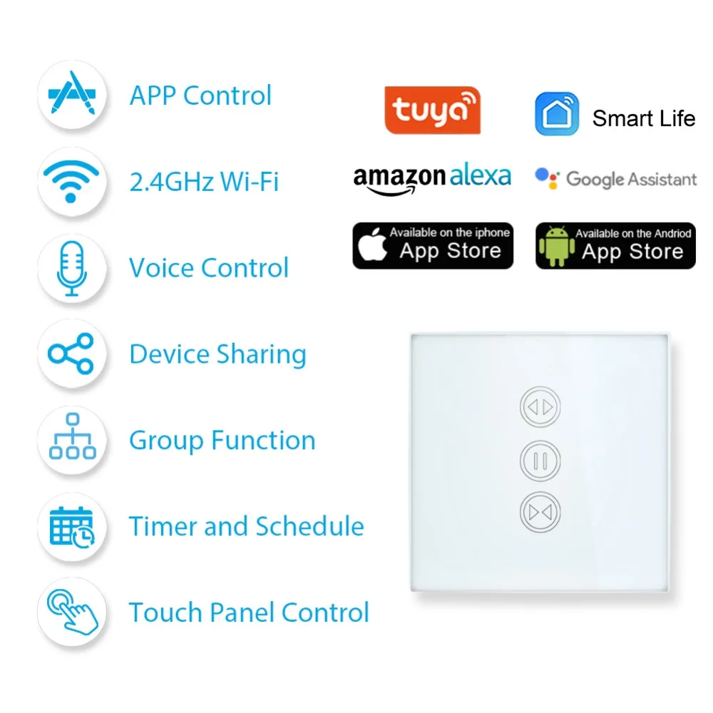 Tuya Smart WiFi переключатель жалюзи для рулонных затворов Электрический трубчатый
