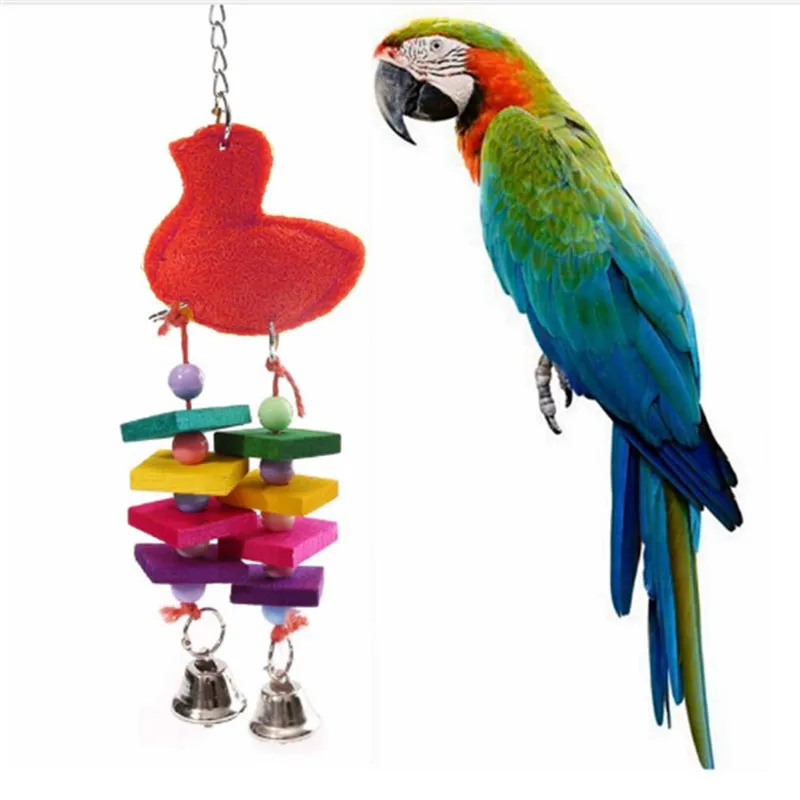 1Pc Colorful Bird Chewing Toys Cage Swing Bites Pet Parrot Toy Parakeet