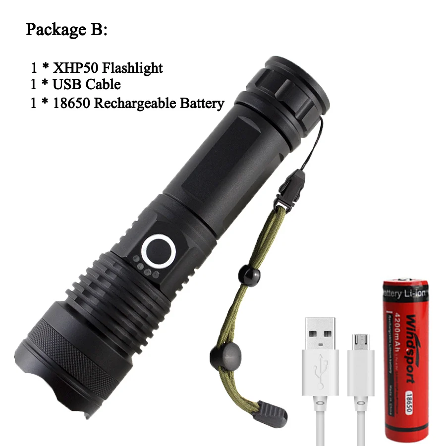 

30000 LM XHP50.2 LED tactical most powerful flashlight LED Torch Hunting flashLights Waterproof USB Rechargeable lantern led A1