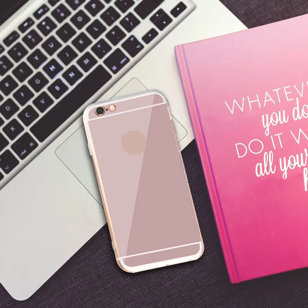 

5 Pcs MakeUp Mirror Phone Case Rose Gold Color Protective Case Luxury Ultra-thin Soft Silicone Shockproof for Apple iPhone 6/6s
