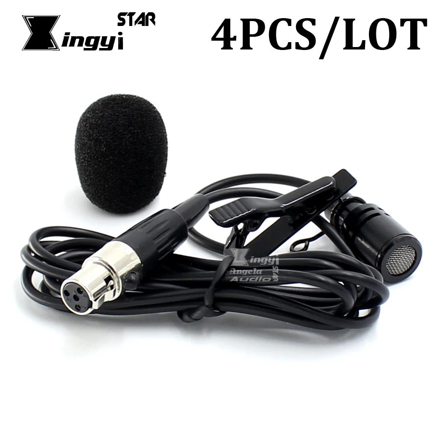 4pcs Mini Xlr 4 Pin Ta4f Wired Tie Clip On Lavalier Lapel Microphone