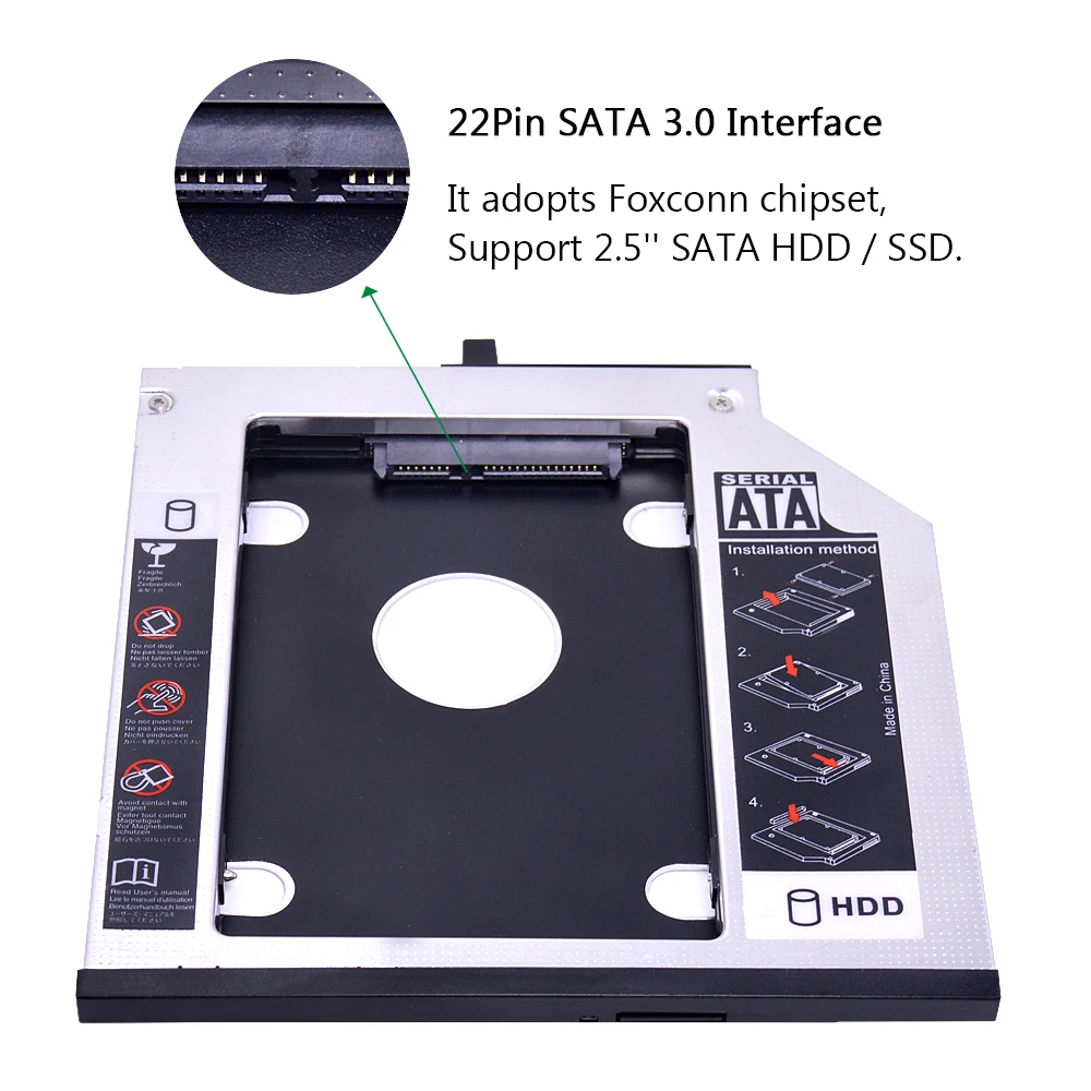 CHIPAL 10 шт. Алюминий 2nd HDD Caddy 9 5 мм SATA 3 0 Optibay для 2 &quotSSD корпус lenovo ThinkPad t400 T500 W500 T410 и т.