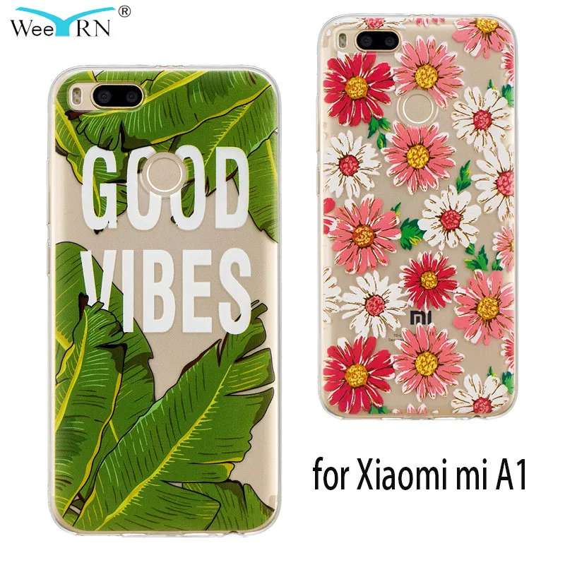 

WeeYRN Cute 3D Soft Case Xiaomi mi A1 miA1 Funda thin Flamingo Flower Case Transparent Silicone TPU Cover Xiaomi mi 5X mi5X