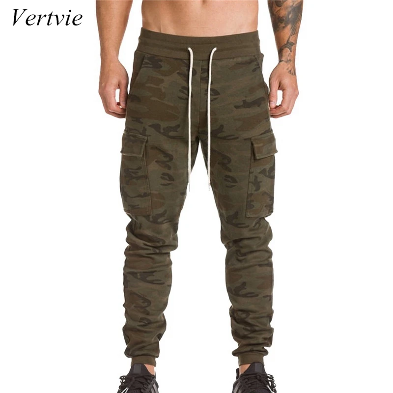 vertvie 2018 Men Running Pants Big Pocket Hip Hop Harem