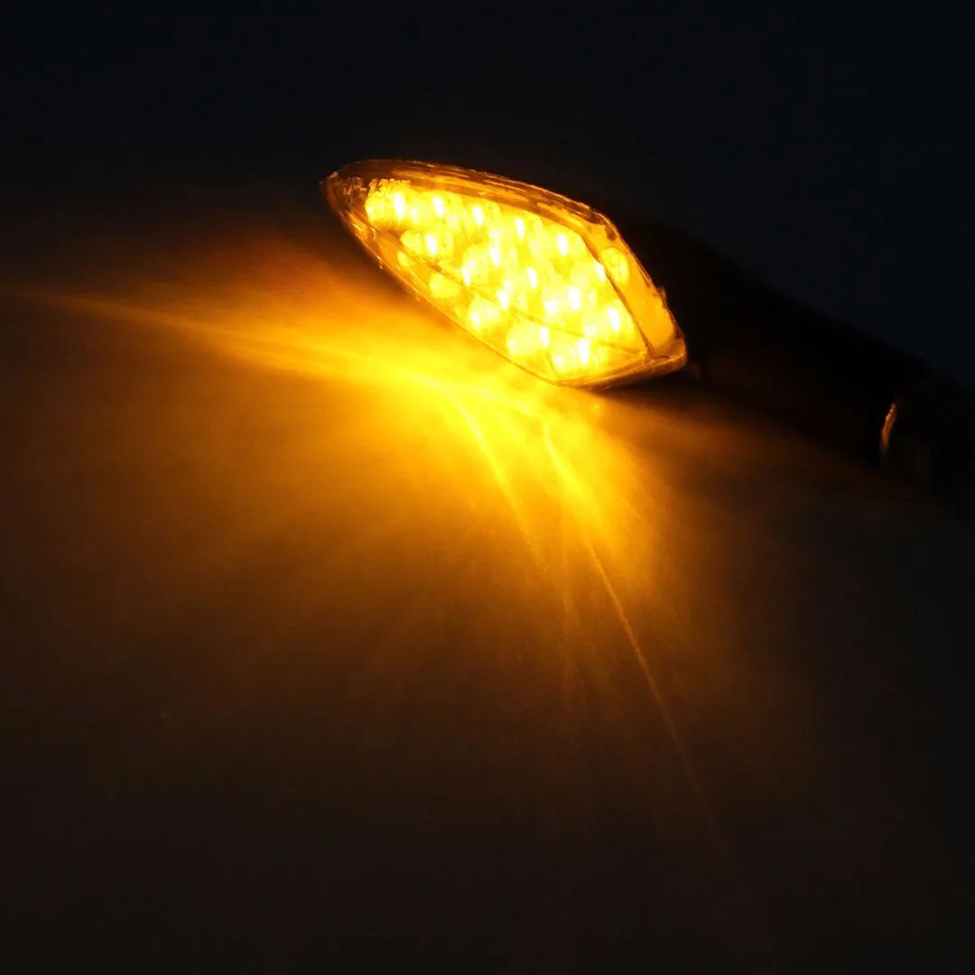2pcs/set 12V LED Motorcycle Turn Signal Indicator Light Amber For Honda Suzuki