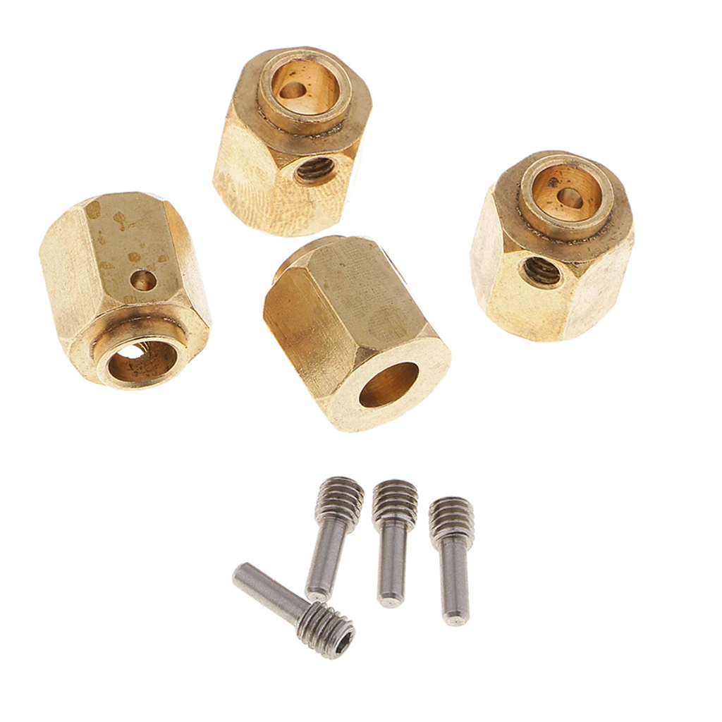 4Pcs 12mm Wheel Hub Brass Hexagonal Adapter Hex Adapter for 1/10 Traxxas TRX4 RC Crawler Truck Car Model