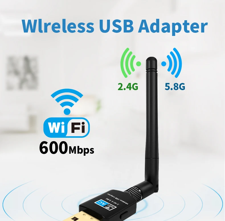 Suntrsi 2,4 ГГц + 600 ГГц USB Wifi адаптер 5,8 Мбит/с беспроводная сетевая карта wifi адаптер 802.11ac Windows Mac Wi-Fi приемник для ПК