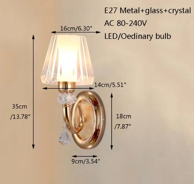 Современные позолоченный металлический хрусталя лепесток настенный светильник светодио дный E27 220 В блестящие настенный светильник для гостиной спальня ресторан отеля кафе - Цвет абажура: B