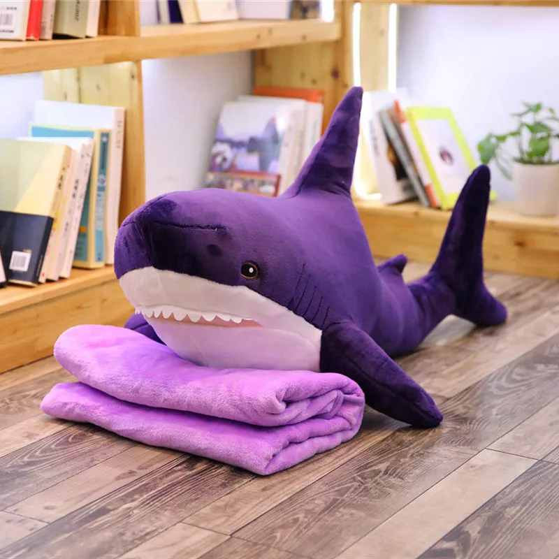  100cm Big Size Funny Soft Russia Plush Shark Toy Pillow with Blanket Baby Appease Doll Birthday Gif