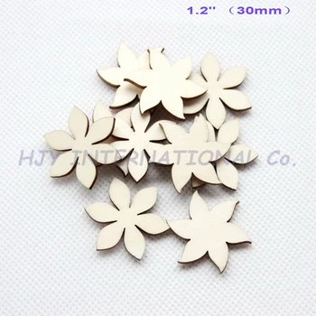 

(60pcs/lot) 30mm Natural Blank Wooden Flowers Ornaments Rusitc Favor Crafts Supplies-CT1427