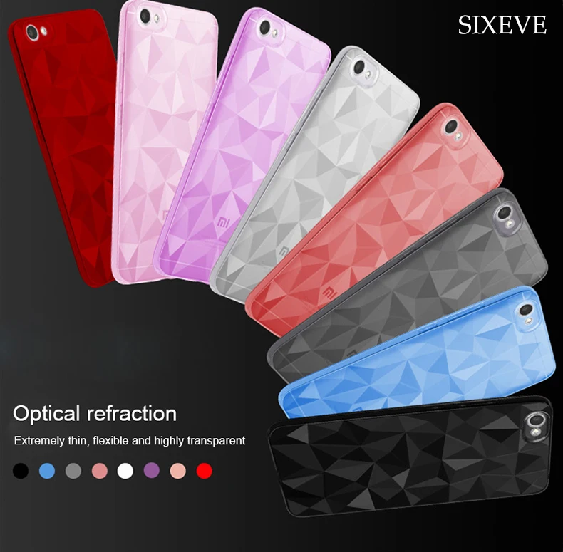 SIXEVE Luxury 3D Diamond Style Silicone Case For Xiaomi Redmi 5 5A Plus 4A 4X 8 Coque Cover |