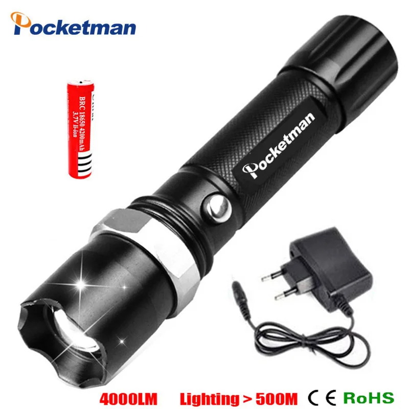 

USA FT17 XM-L T6 3800LM Tactical led Torch Zoomable LED Flashlight Torch light for 1xRechargeable 18650 Battery