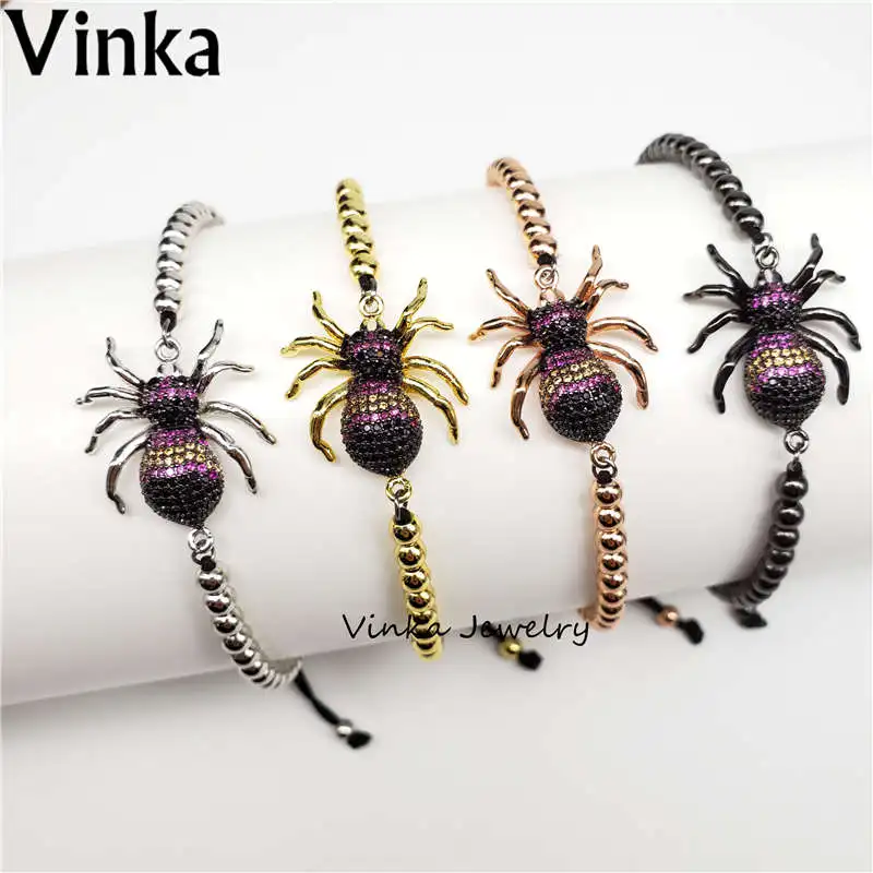 10Pcs/Lot Wholesale popular insect spider charm bracelet double plating