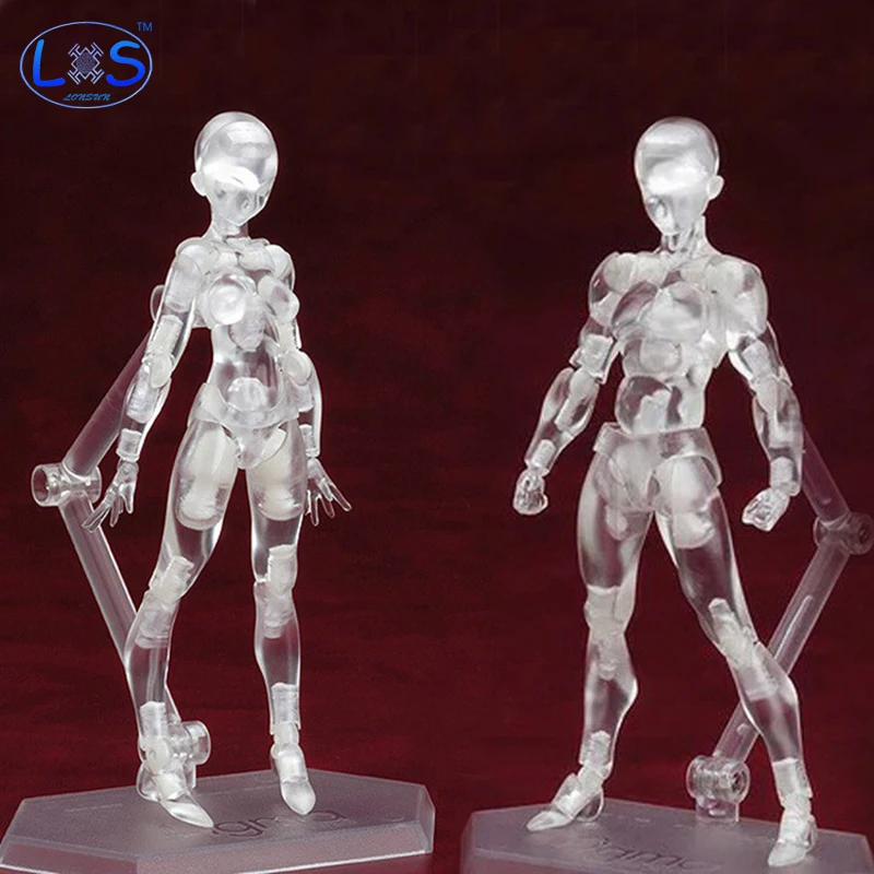 

(LONSUN)Anime Brinquedos Cosplay Archetype He She Transparent Ferrite Figma Movable PVC Action Figure Model Toys Collectible
