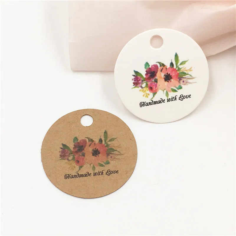300 шт. белая/коричневая Милая Закладка с надписью 'made with'text label для свадьбы/вечерние/праздничные украшения подвесные открытки