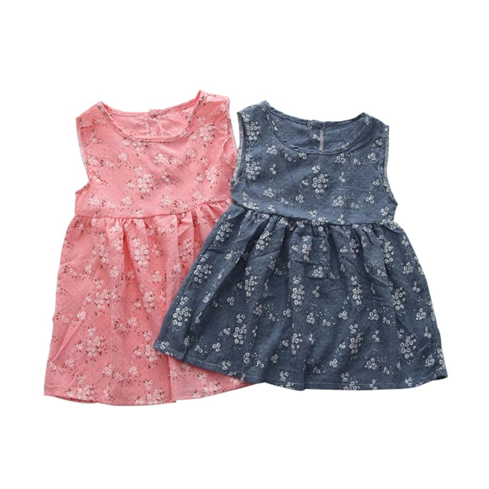

3-8Y Casual Summer Baby Girl Dress Cotton Print Floral Bow Infant Girl Dresses Toddler Baby Girl Clothes