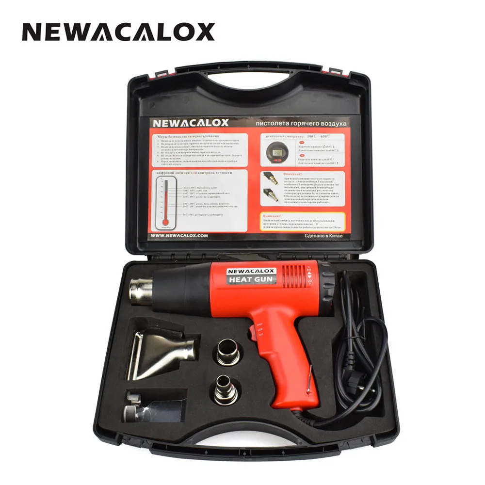 NEWACALOX 220 Вт В 2000 в EU штекер промышленный электрический горячий воздушный пистолет терморегулятор ЖК-дисплей термопистолет термоусадочная упаковка тепловой нагреватель