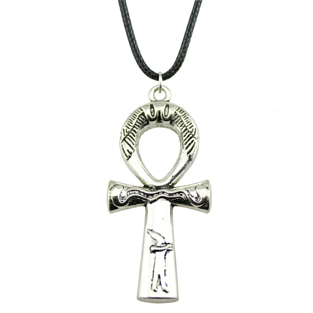 Египетский АНХ крест ожерелье Египетский АНХ крест вощеный шнур ожерелье Египетский АНХ крест кулон черная кожаная цепь ожерелье