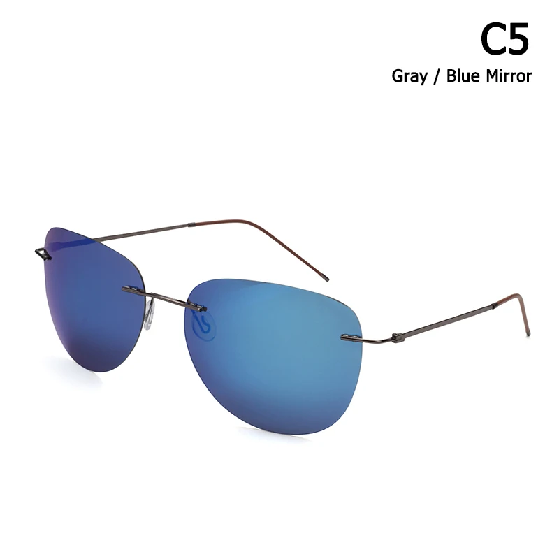 JackJad мужские ультралегкие титановые поляризованные солнцезащитные очки без оправы, авиационный стиль, фирменный дизайн, солнцезащитные очки Oculos De Sol - Цвет линз: C5 Gray Blue