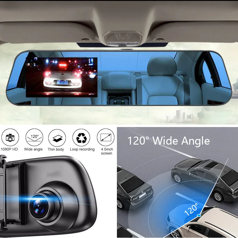 TOSPRA Full HD 1080P Автомобильная Dvr камера Авто 4 0 дюйма зеркало заднего вида голубое