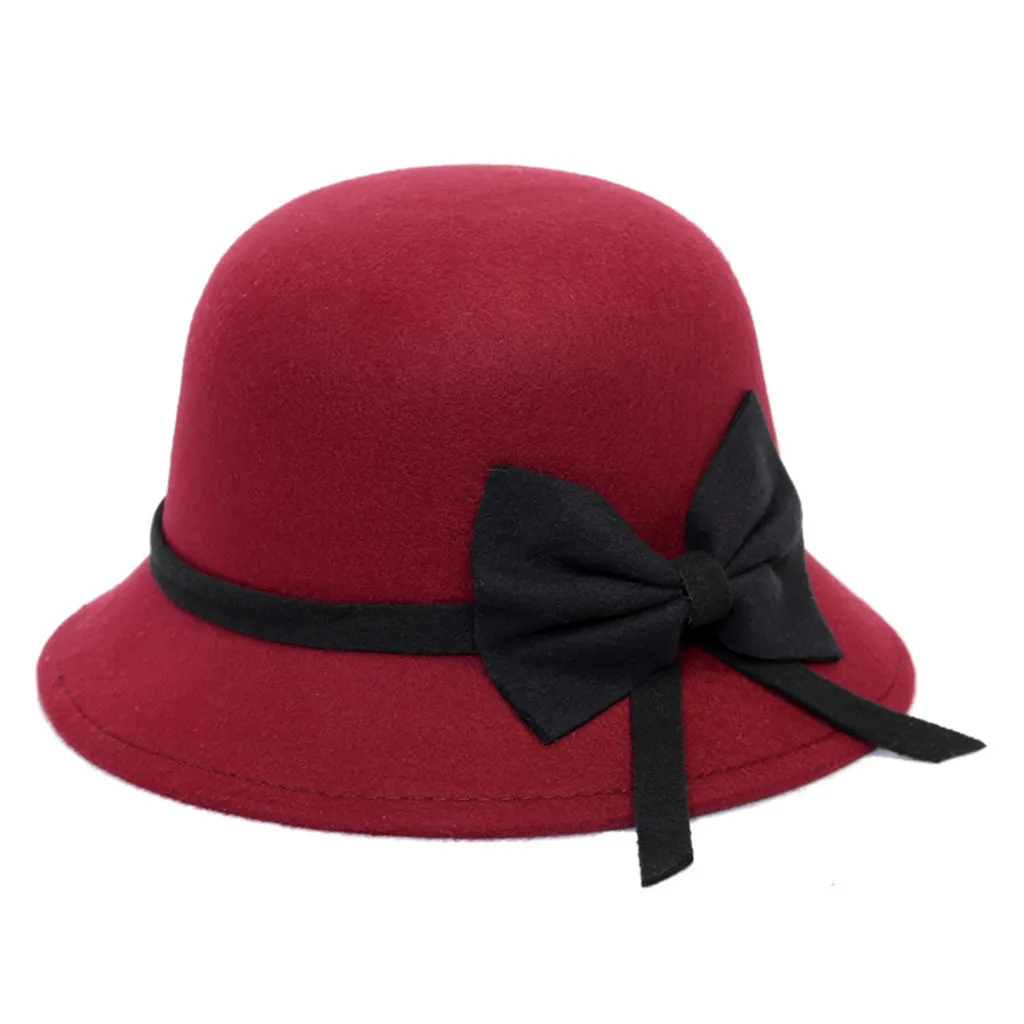 

Autumn and winter fashion ladies hat Crushable Wool Felt Outback Hat Wide Brim with Bow gorras mujer #pingyou
