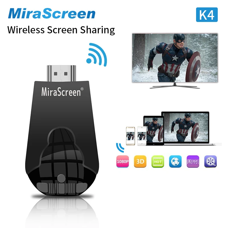 HDMI Wi-Fi дисплей ключ DLNA Mirascreen K4 адаптер ТВ карты Miracast Airplay для поддержки ПК Android планшет IOS