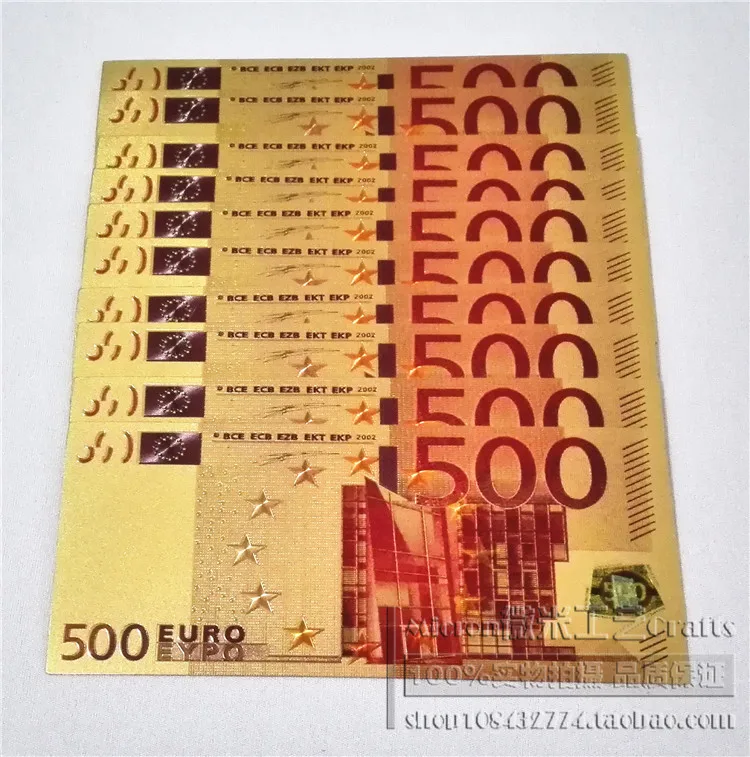 500 Denomination Banknotes European Currency Euro Gold