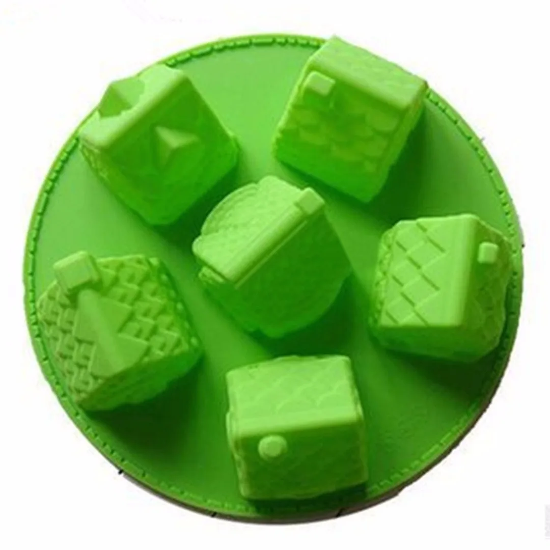 JX-LCLYL 3D Mini Houses Cake Mold Gingerbread Houses Silicone Cake Mold Baking Tools New