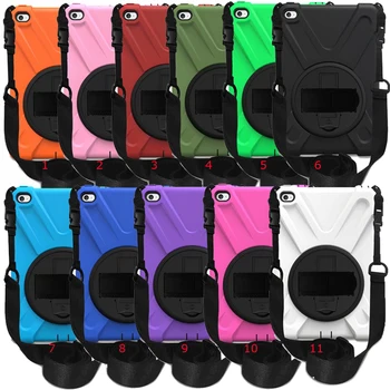 

30pcs/lot For iPad Mini 4 Wrist Strap Armor Heavy Duty Shockproof Hybrid Tablet Hard Case With Stand For iPad Mini 1 2 3