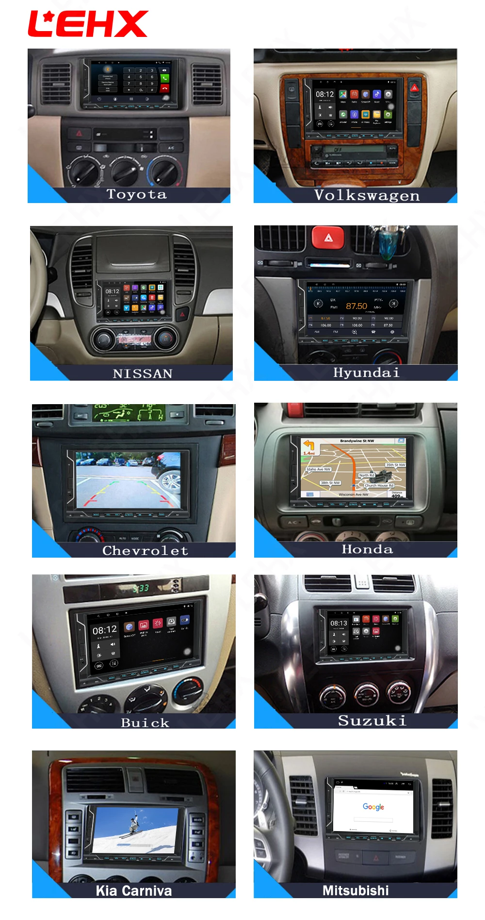 Clearance LEHX IPS Car Android8.1 Universal 2din Car DVD Octa Core 4G 32G DSP Double DIN Car  Radio Autoradio  For Nissna Toyota 17