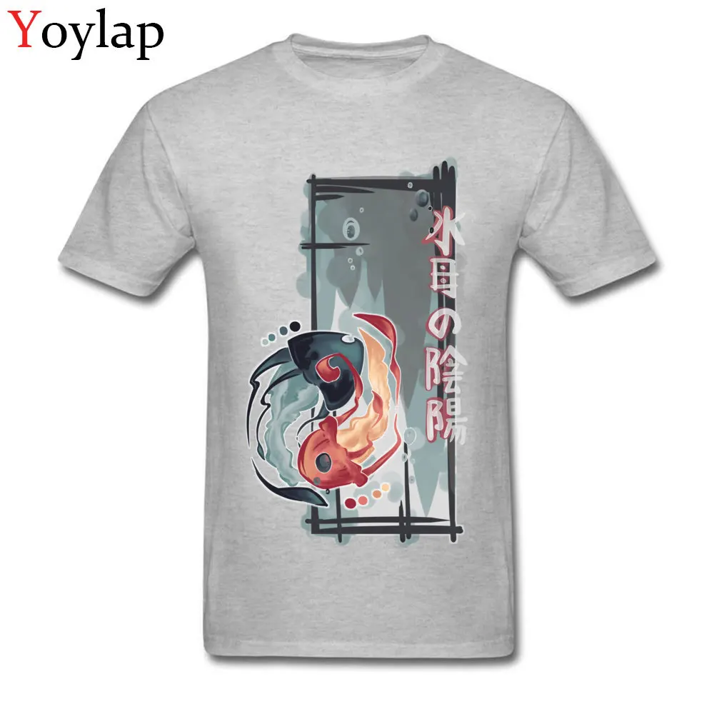 T Shirt Short Sleeve Classic Funny Suiba no Onyou Round Neck Cotton Fabric Men Summer Fall Tops Shirts Classic Tee-Shirts grey