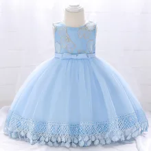 Г. Летнее платье для маленьких девочек Детские Вечерние платья Одежда для новорожденных девочек кружевное бальное платье, платье принцессы для первого дня рождения L1843XZ