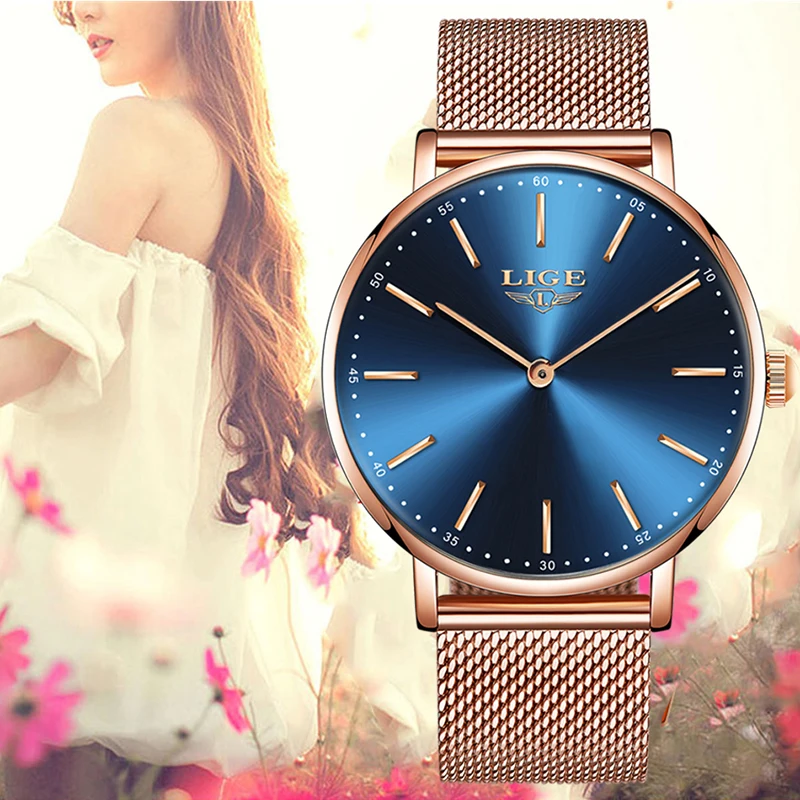 Relogio Feminino женские часы LIGE Лидирующий бренд Роскошные повседневные модные