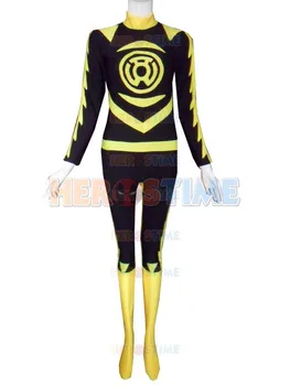 

Sinestro Corps Costume Spandex Lycra Yellow Lantern Superhero Costume Halloween Cosplay Zentai Suit free shipping