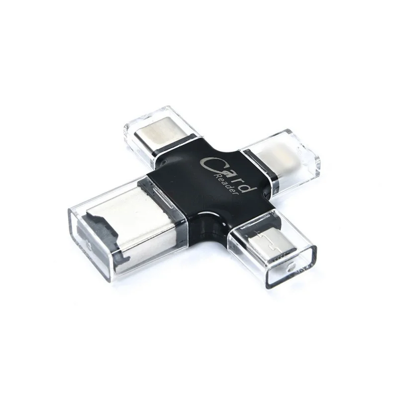 4 в 1 Тип C Micro USB, для карты памяти Reader устройство для чтения Micro-SD карт Android OTG кардридер для iphone ipad macbook