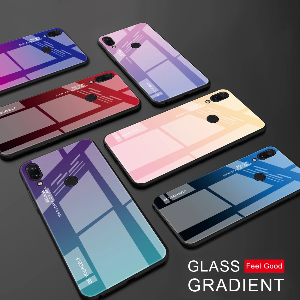 

Gradient Tempered Glass Phone Case For Xiaomi Redmi Note7 Note 7 Pro Cover Shell For Xiomi Red mi Note 7 Pro 7Pro Luxury Cover